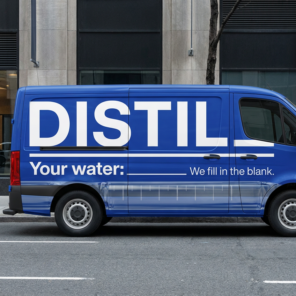 Distil blue branded service van